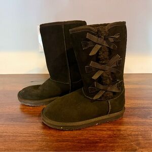 Koolaburra Black Suede Boots with Bow Details